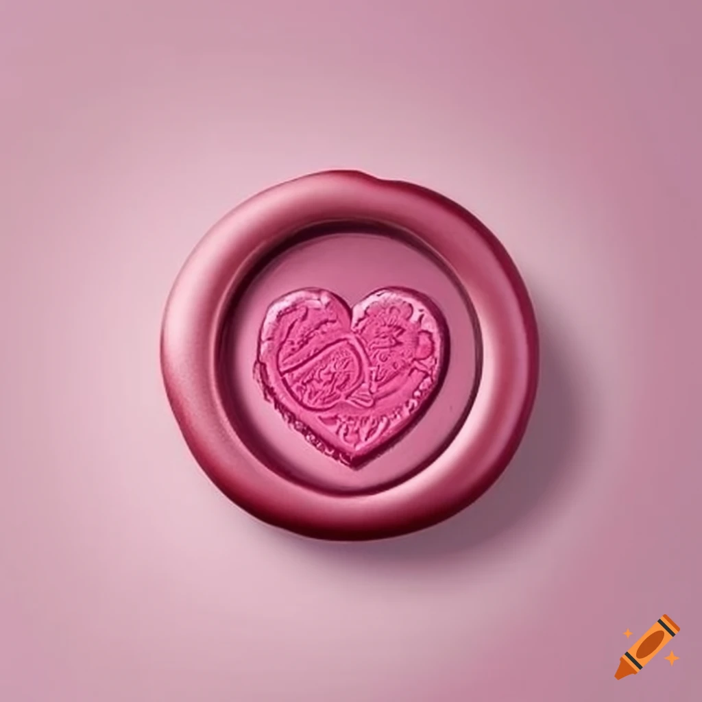 Pink heart embossed wax seal on Craiyon