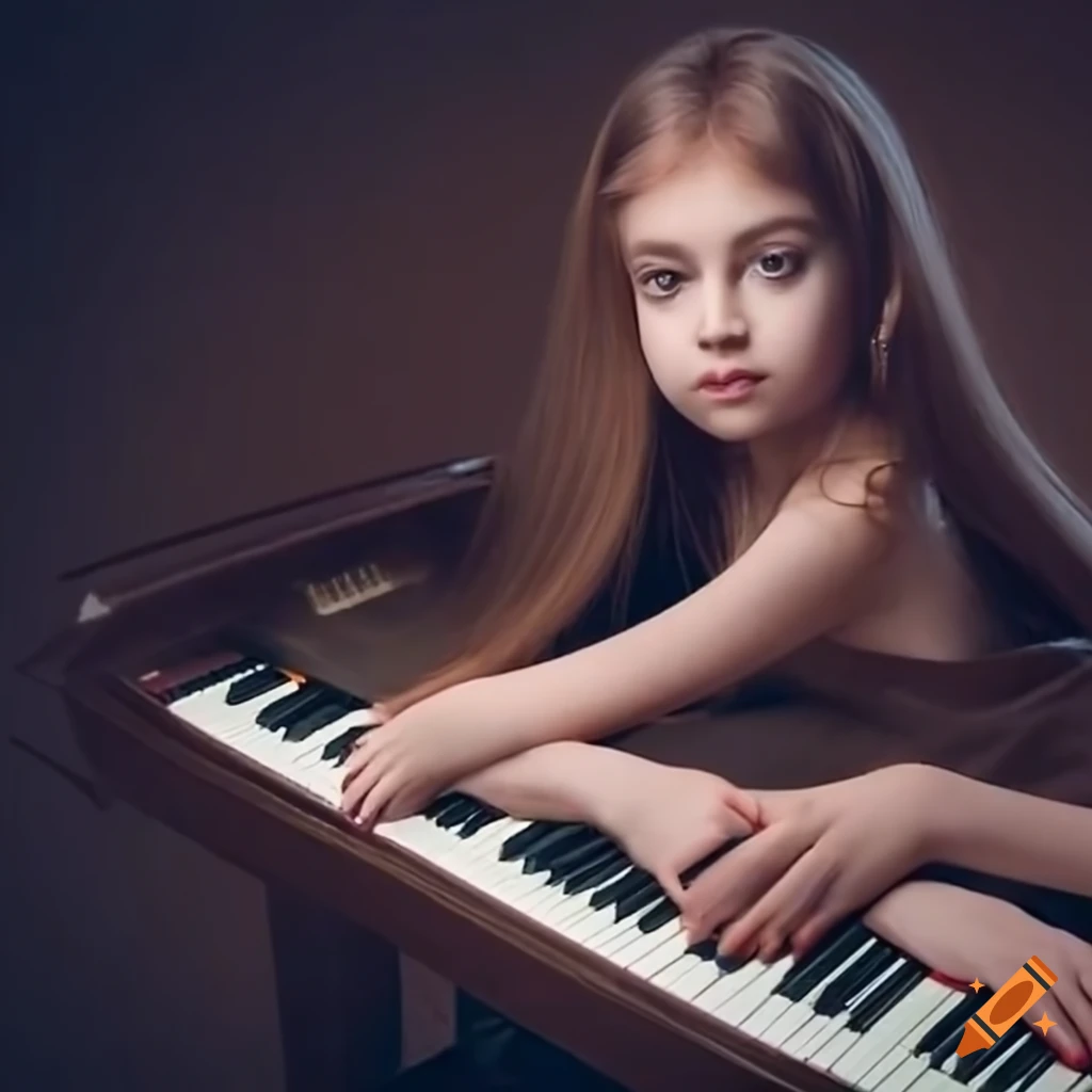 Girl playing piano on Craiyon