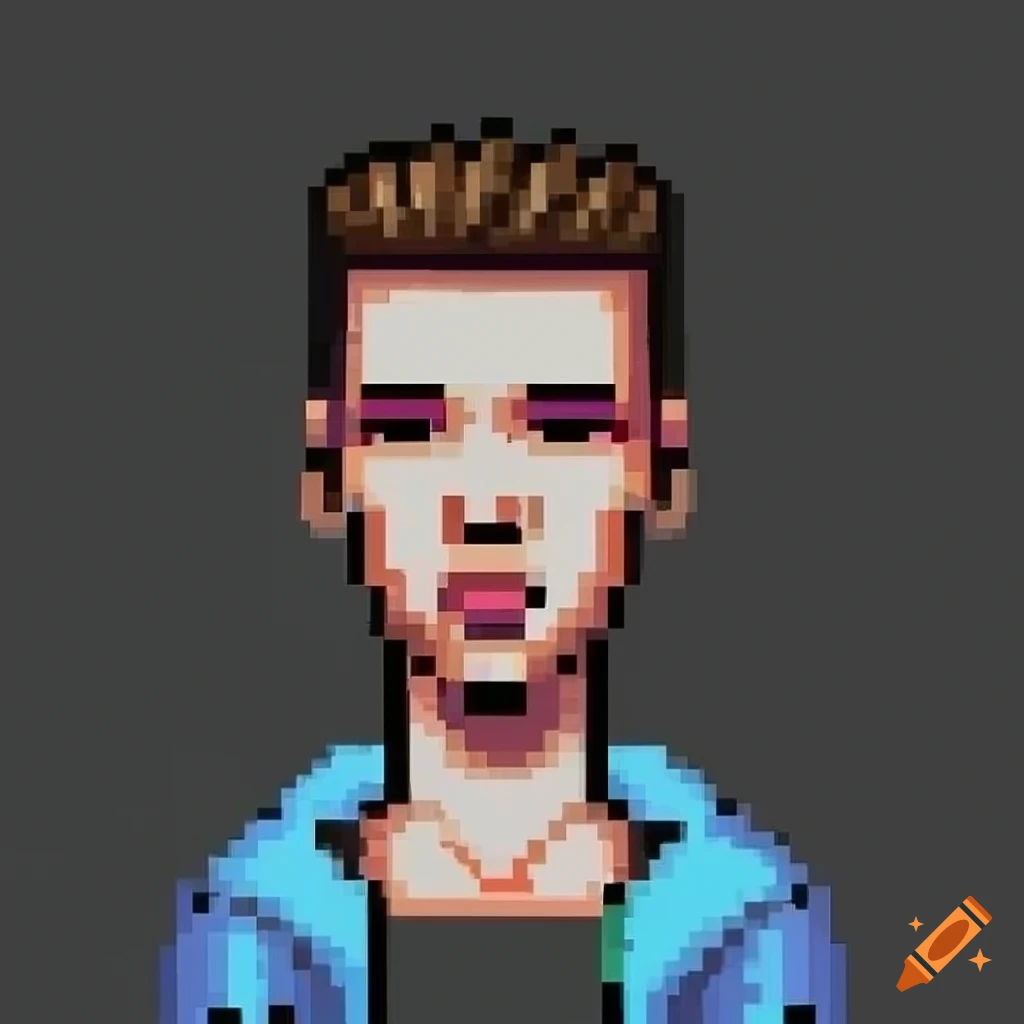 Pixel art of a human character on craiyon