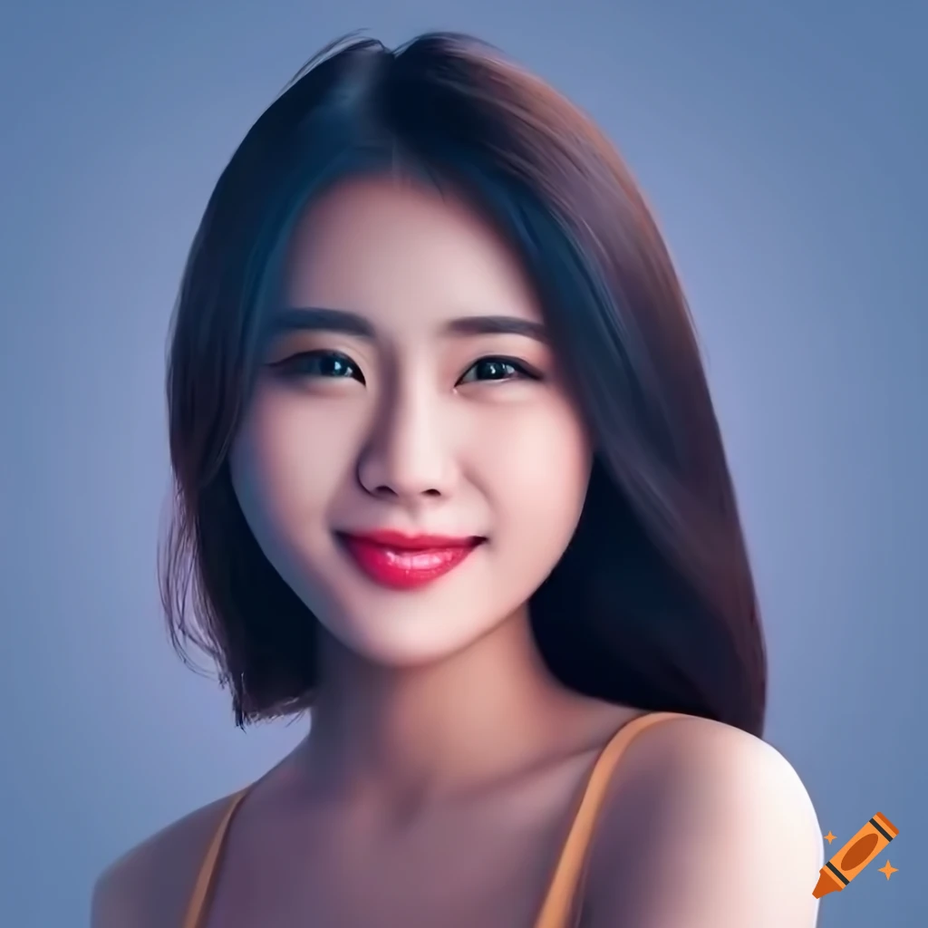 portrait of a beautiful young Asian woman with a shy smile