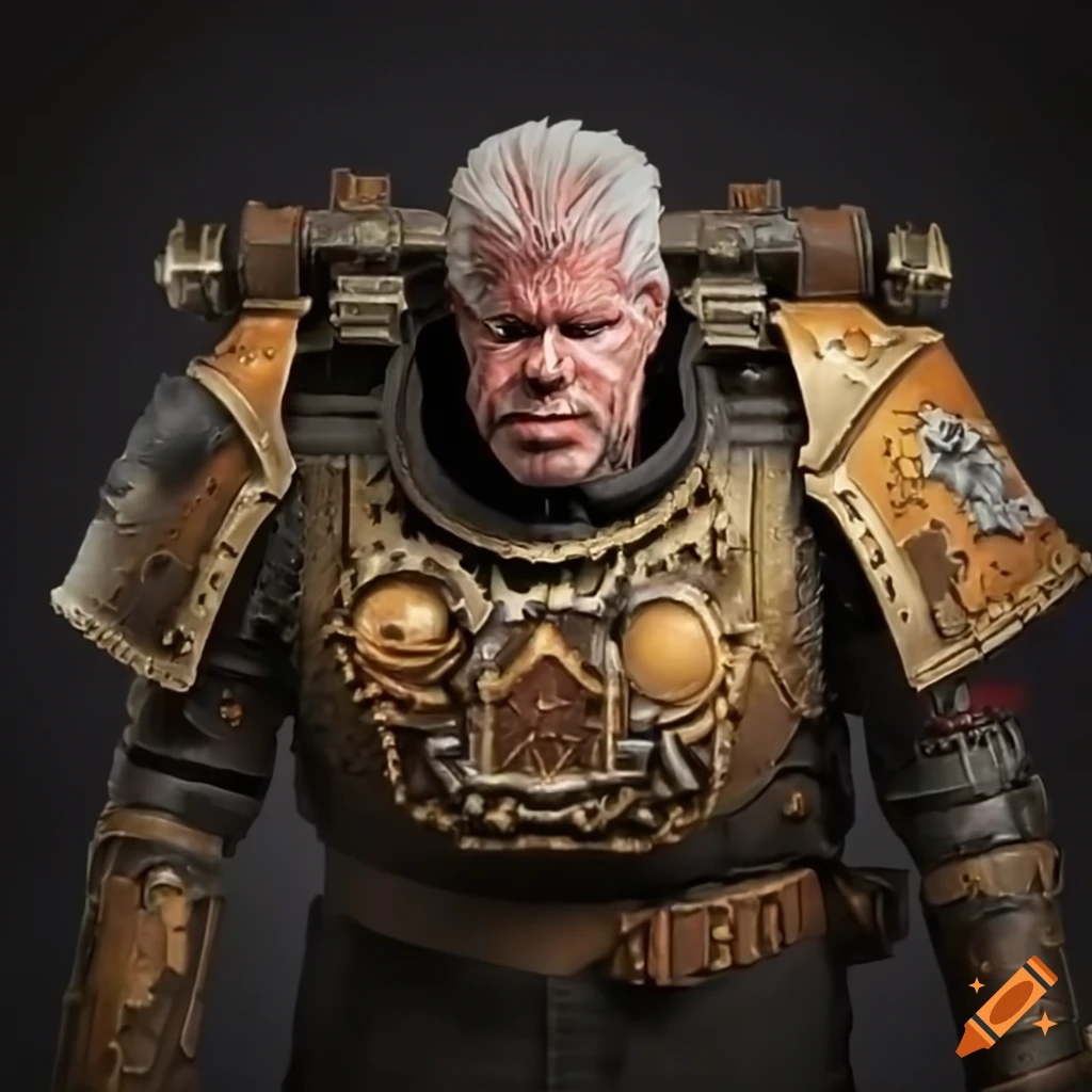 Frontal view of ron perlman as leman russ from warhammer 40000 on Craiyon