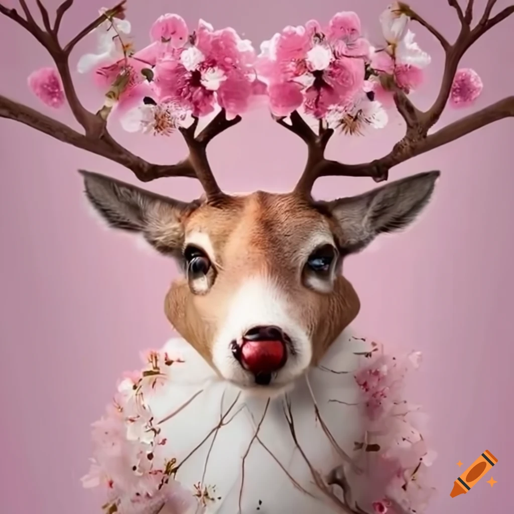 reindeer with cherry blossom antlers