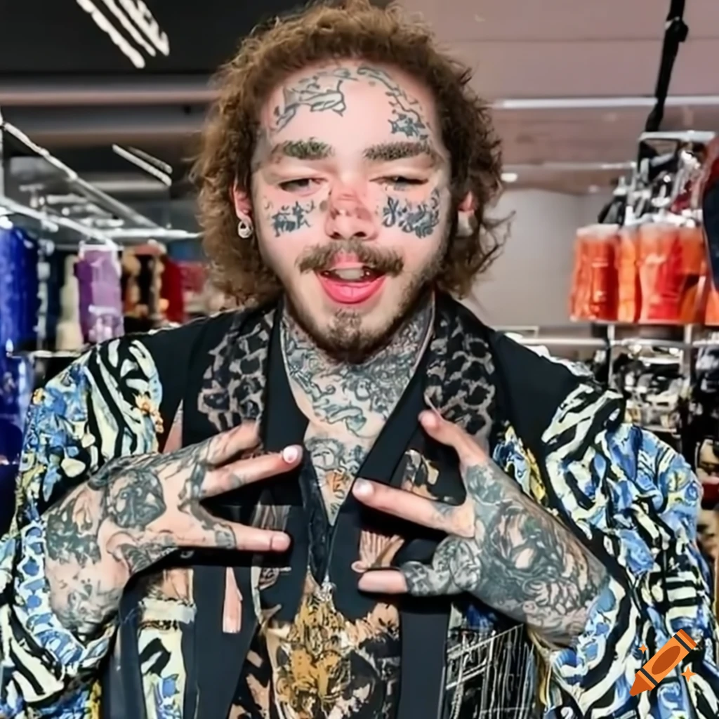 Post malone posing with shopping carts