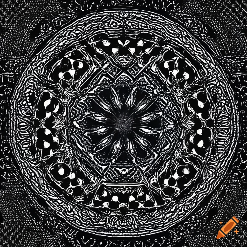black and white geometric pattern inspired by Russian art