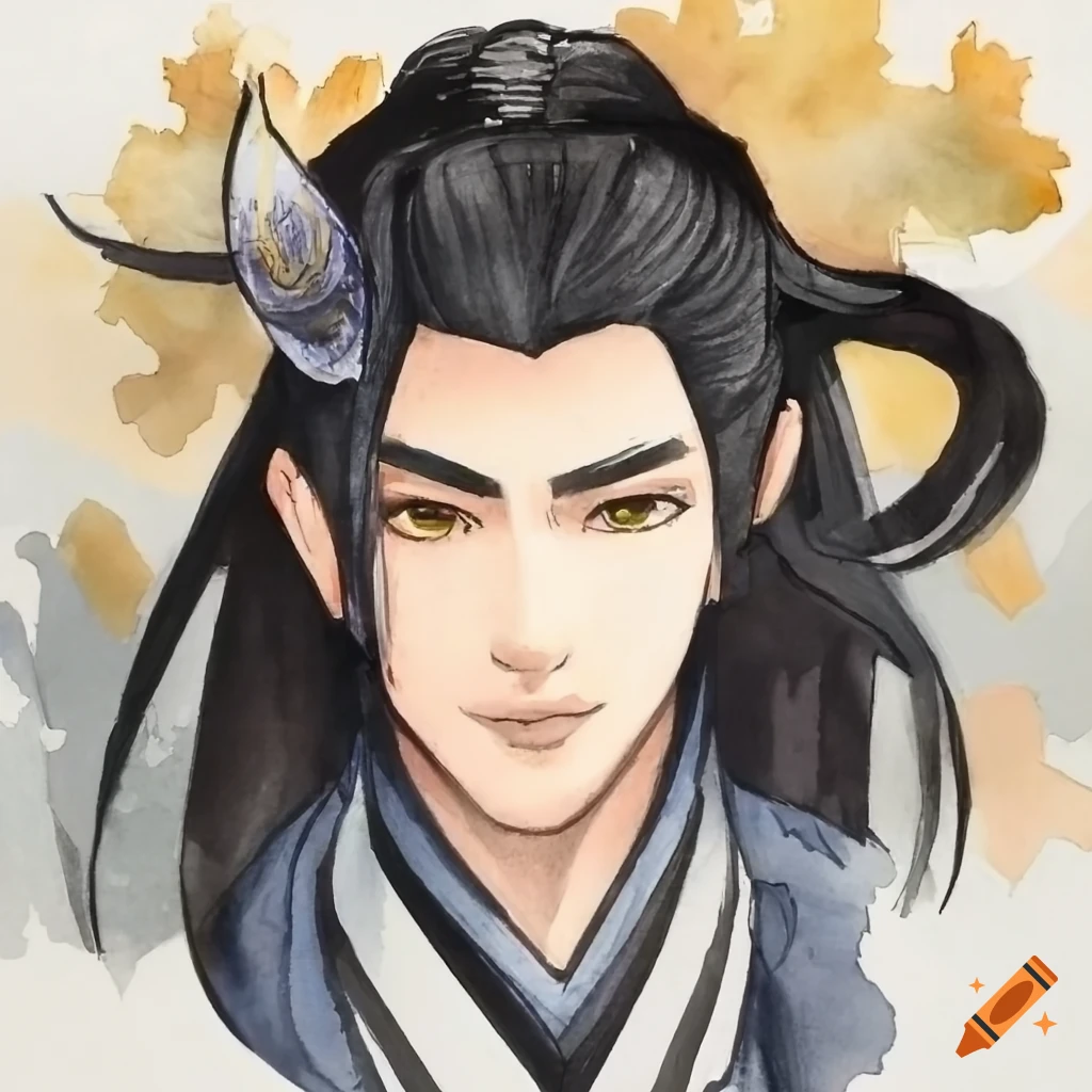 watercolor wuxia sketch with autumn vibes