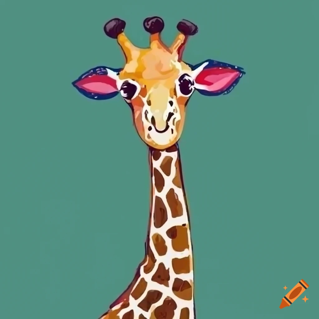 Adorable Drawing Of A Happy Giraffe