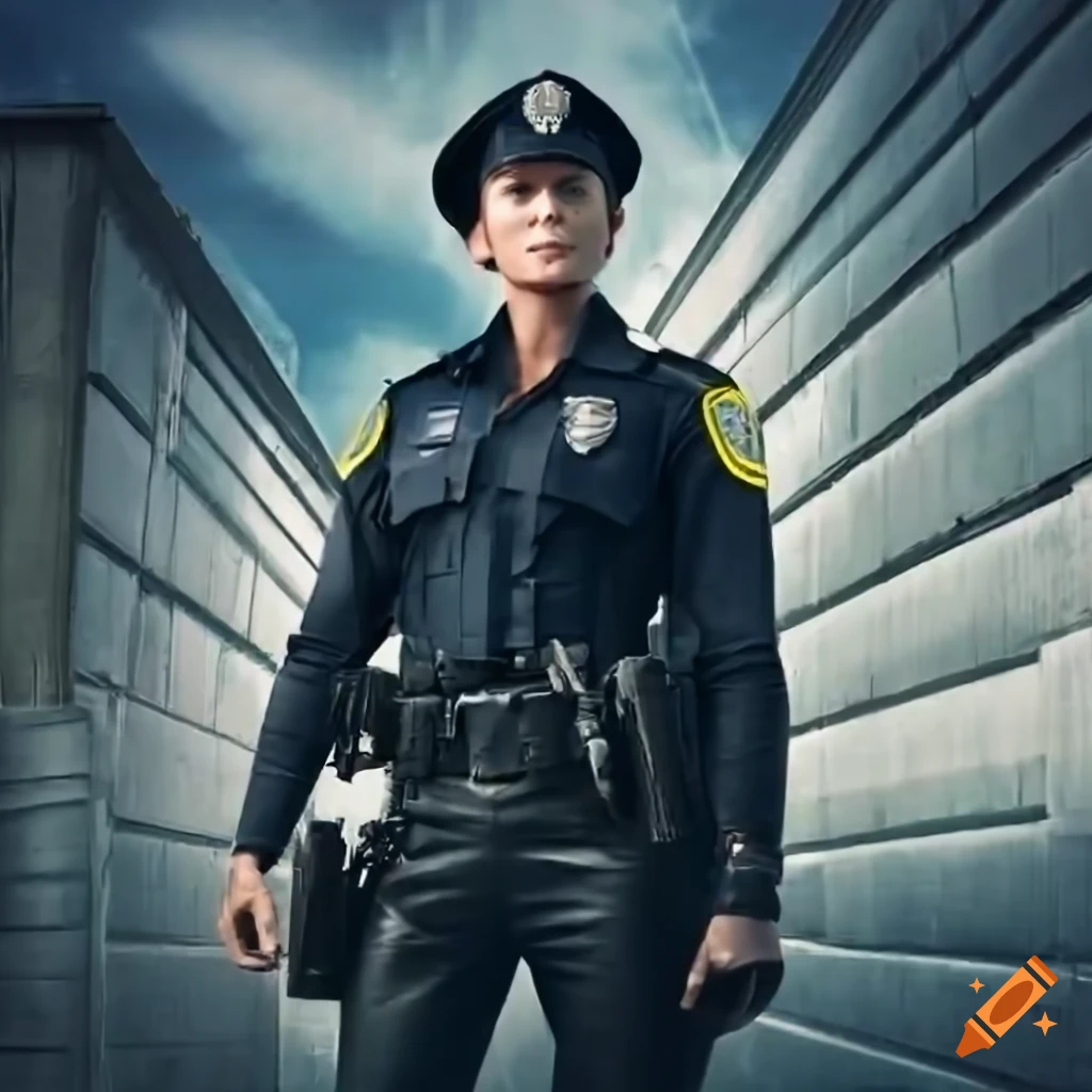 detailed police photograph of a policewoman in uniform