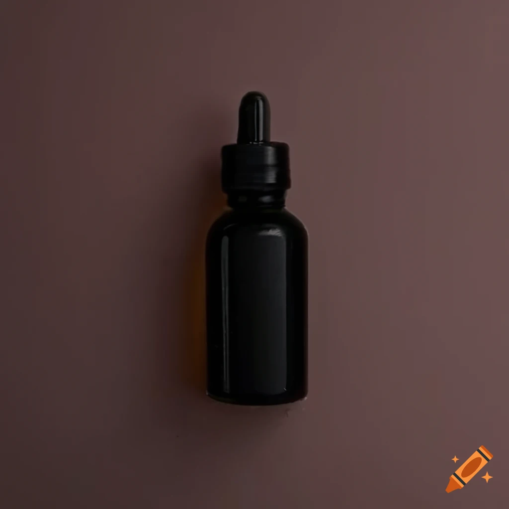 Small black frosted essential oil glass bottle with wood neck and black