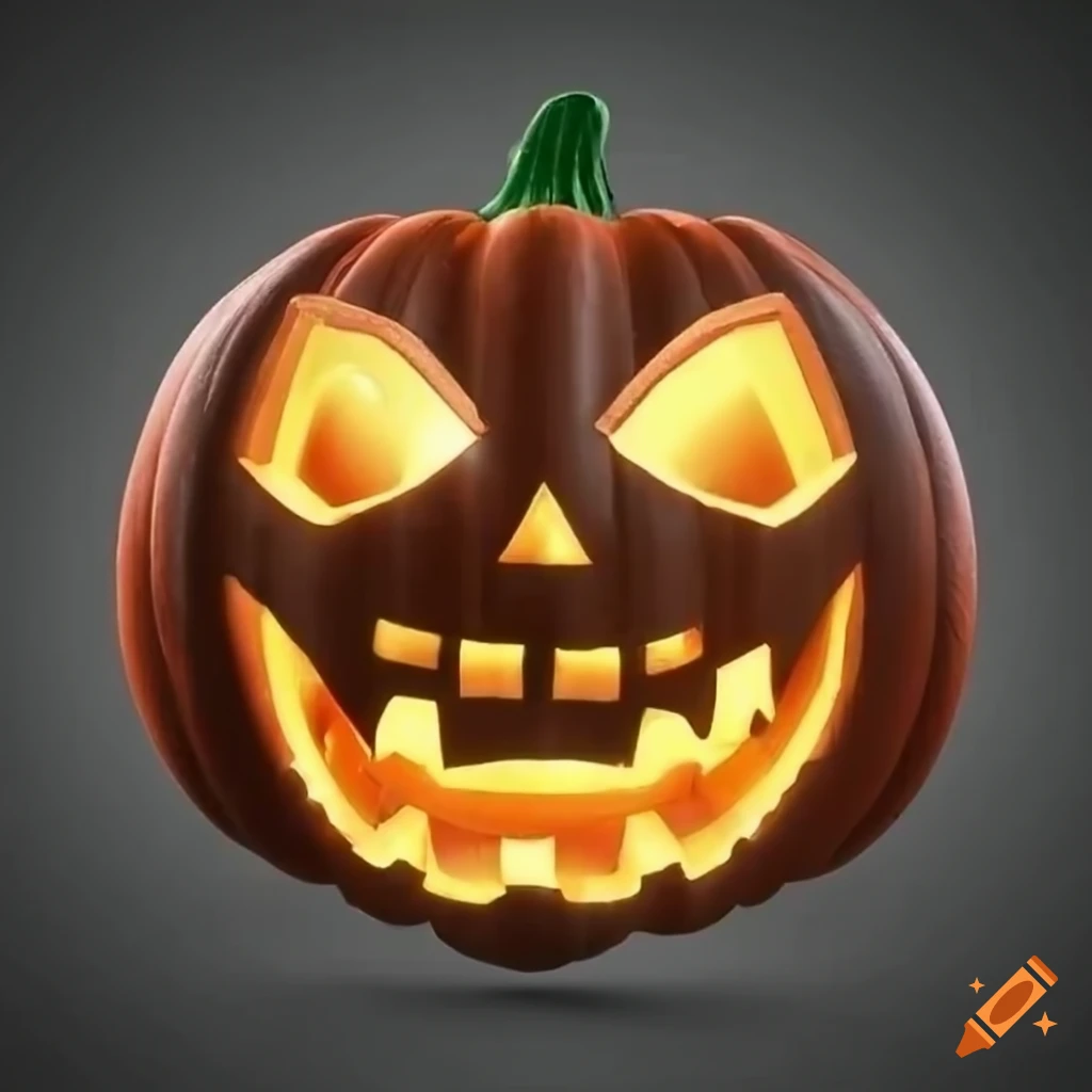 Smiley halloween pumpkin with glowing eyes