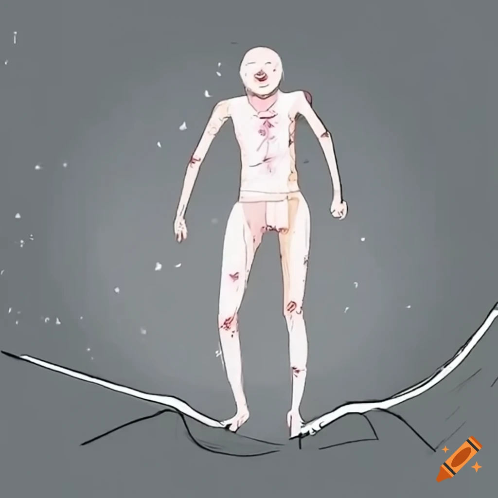conceptual art of an android walking on a tightrope
