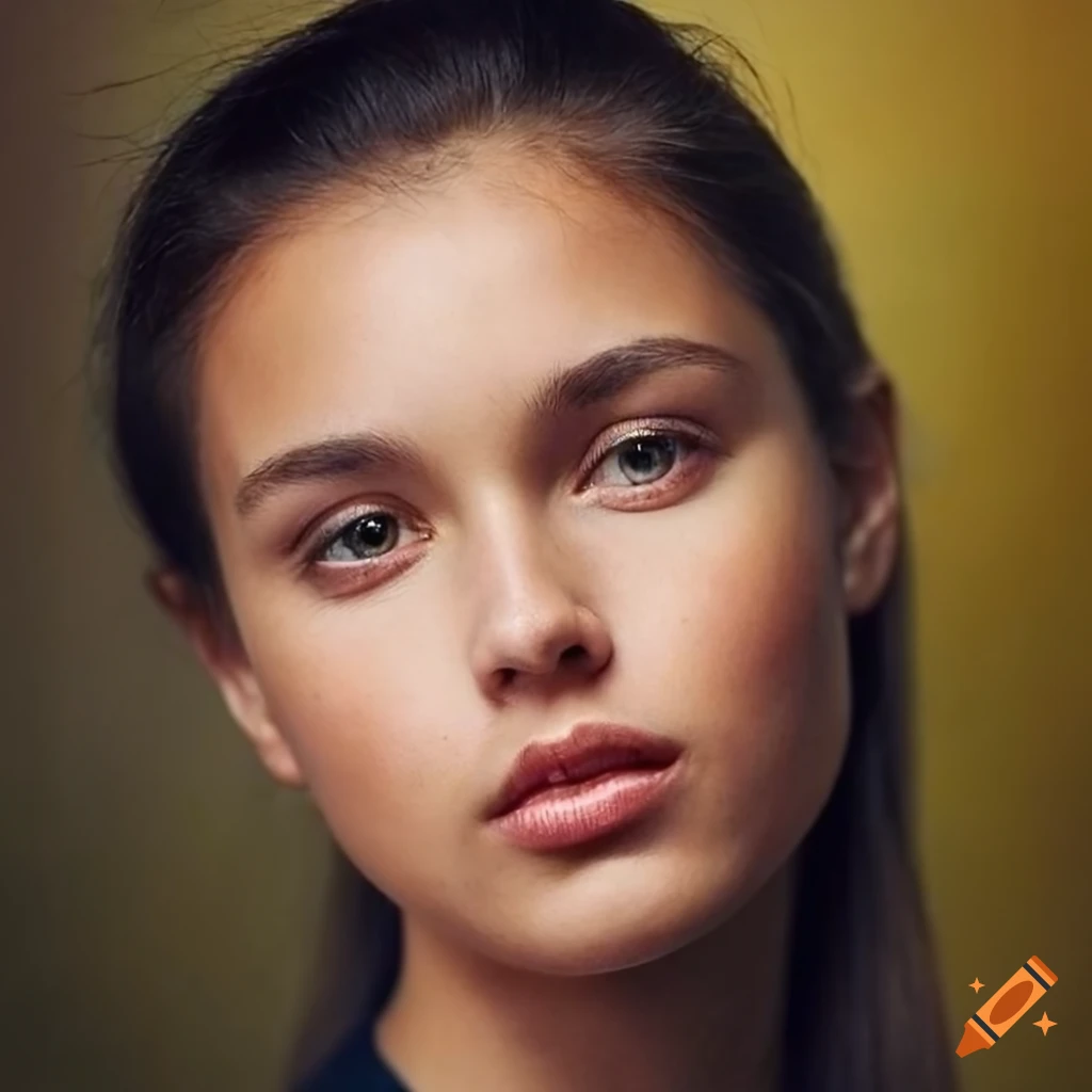 photorealistic portrait of a young female model