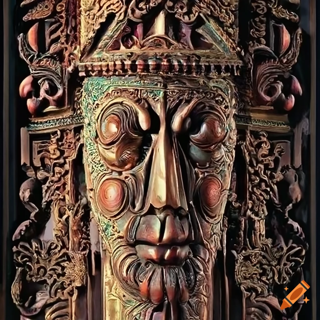 Variegated 'architectural stave carving' style artwork in high definition on Craiyon