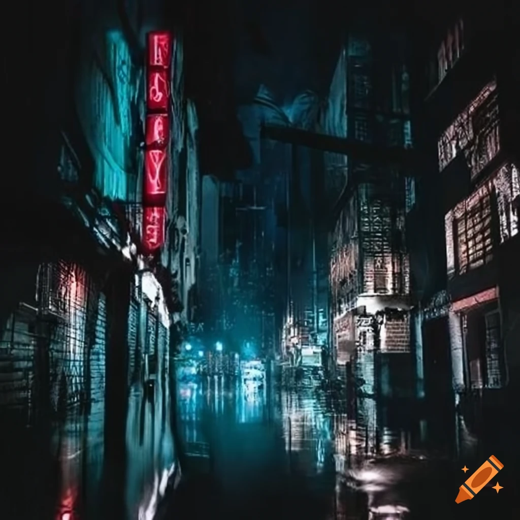 neon sign in a post-apocalyptic city