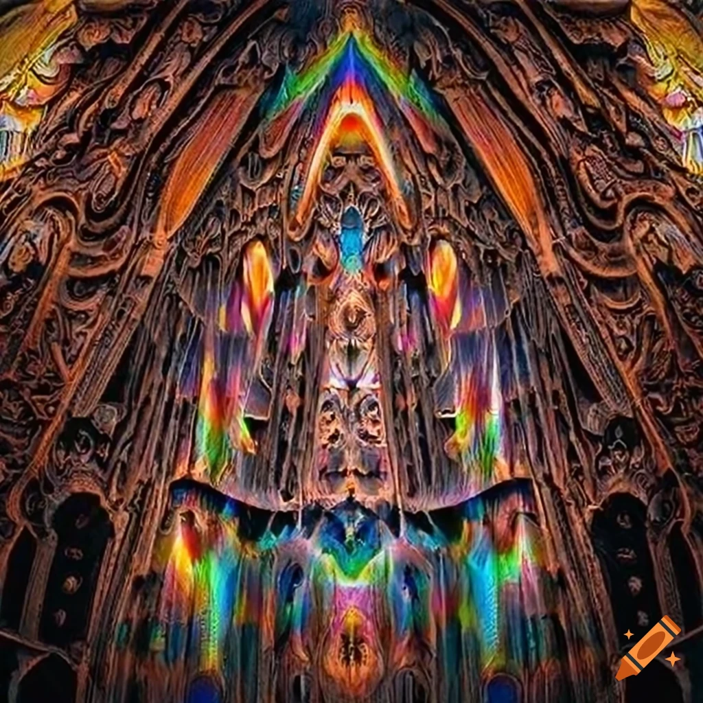 tapestry with prismatic light beam and moth motif
