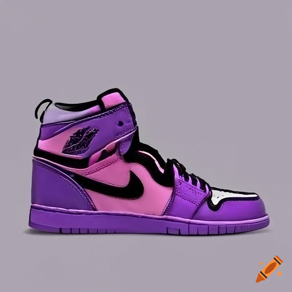 Purple And Pink Jordan 1 Shoes On White Background On Craiyon 9439