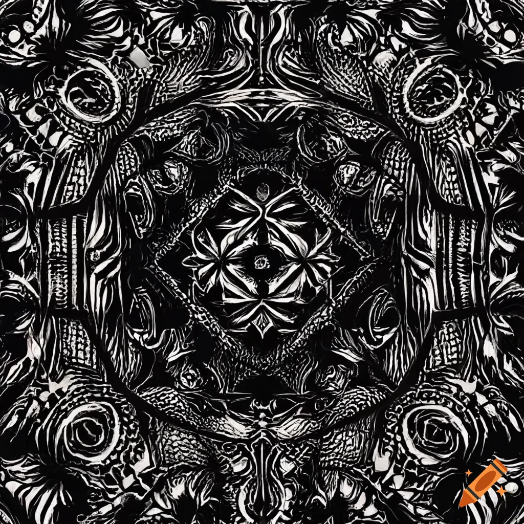 black and white geometric pattern inspired by Russian art