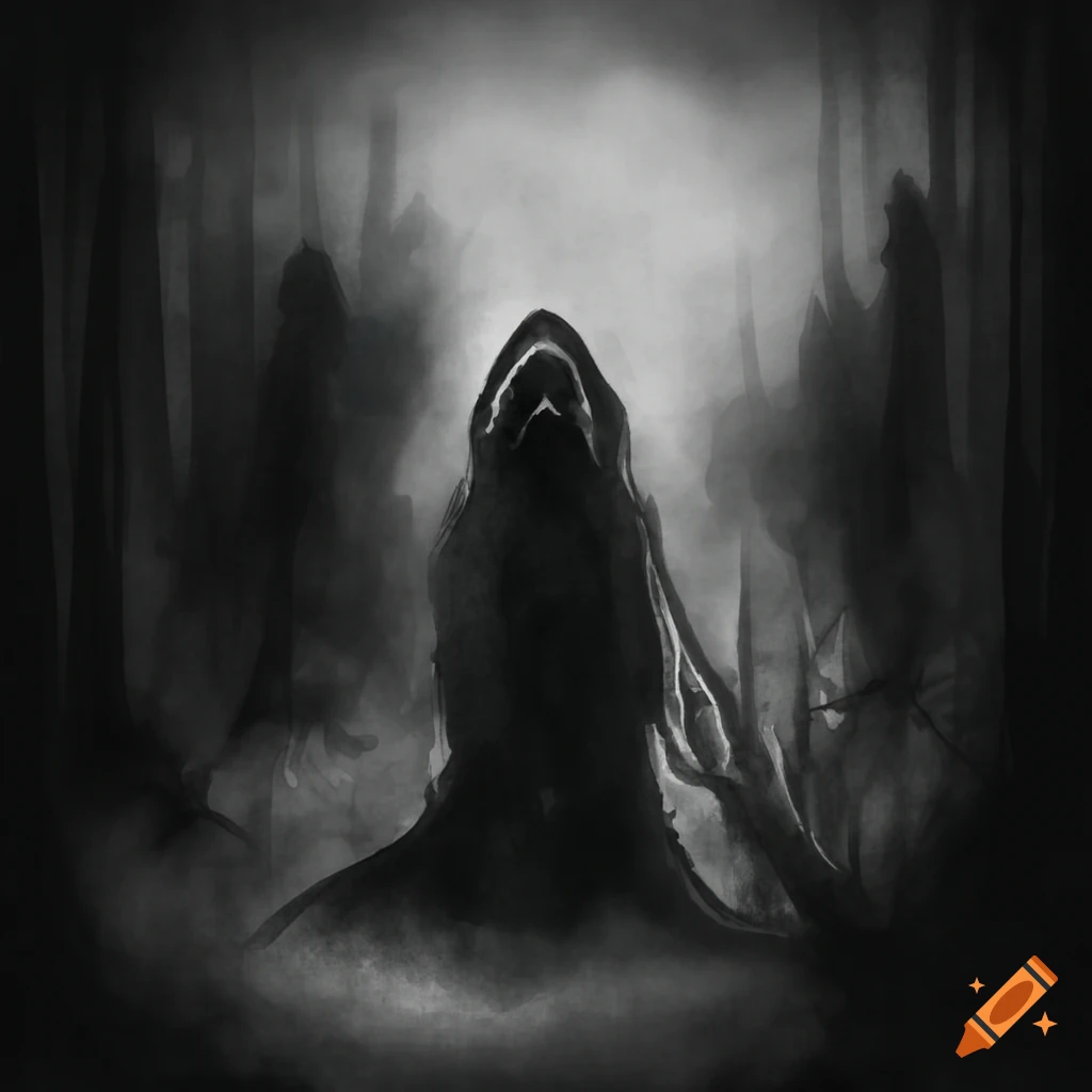 Crying Grim Reaper Dark Painting · Creative Fabrica