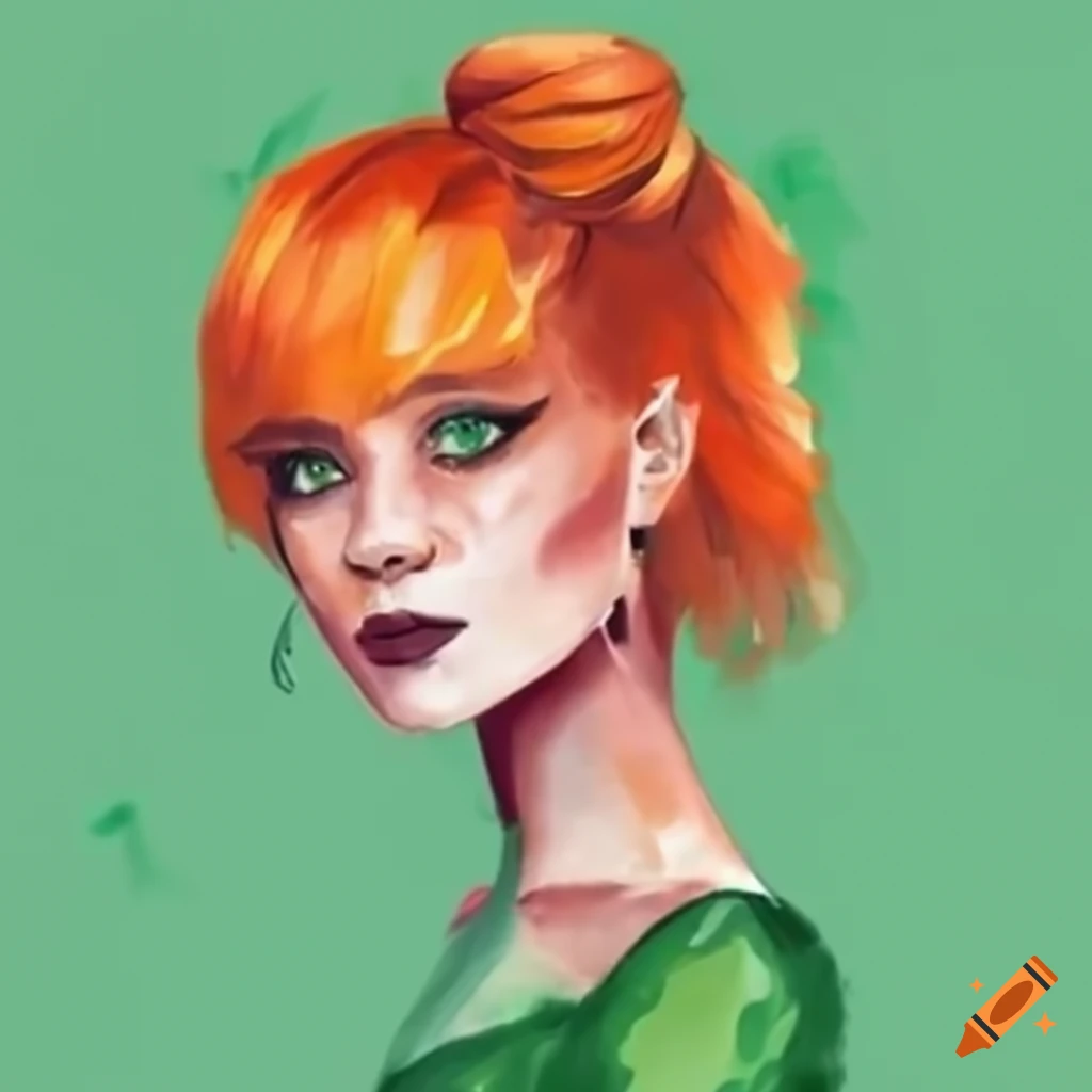cosplay of Dolores Dei with green dress and orange hair