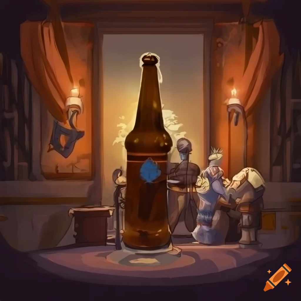 Dnd-style beer festival with a legendary bottle of beer on Craiyon
