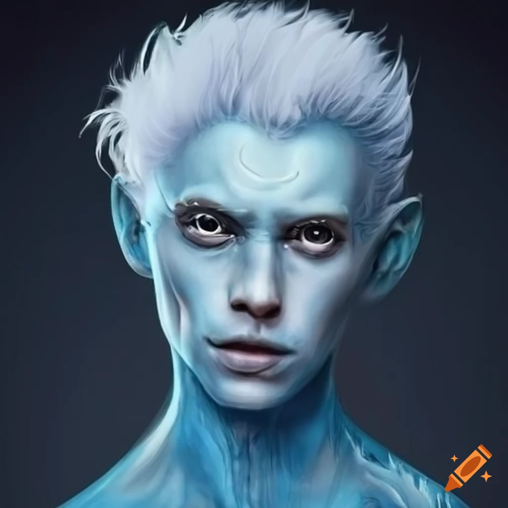 Artwork Of A Blue Skinned Alien With White Hair On Craiyon 4448