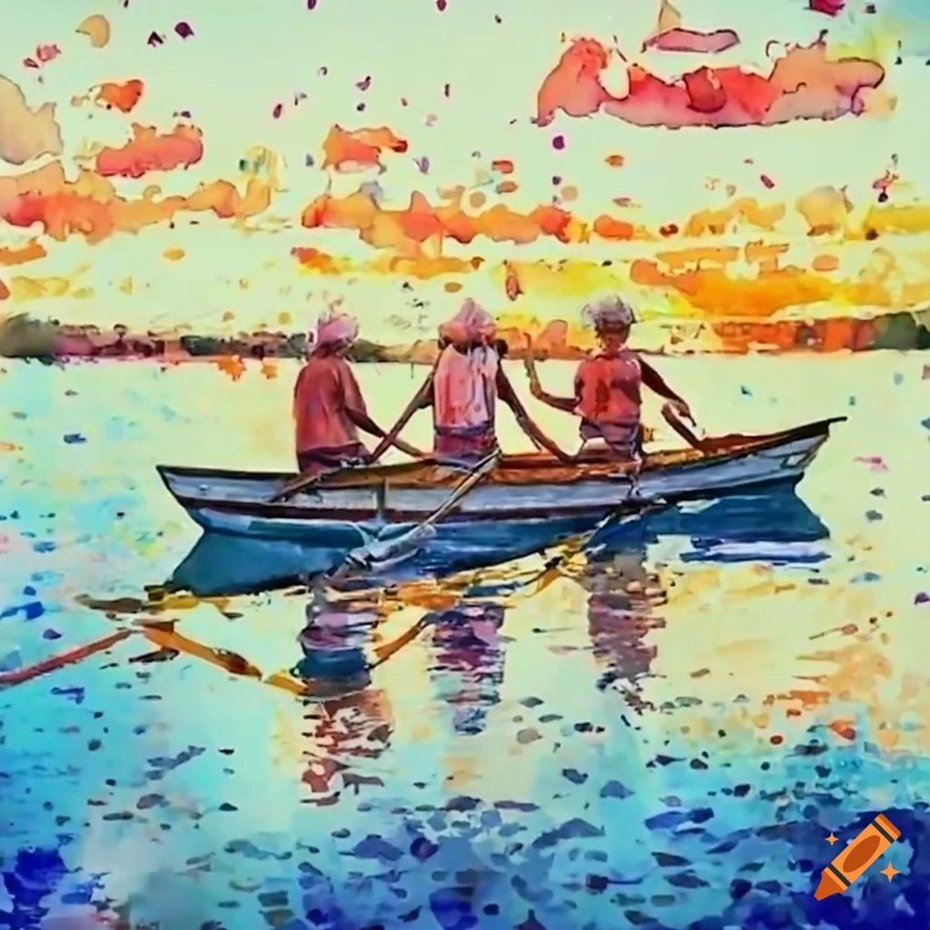 image of seniors and teenagers rowing at the lake