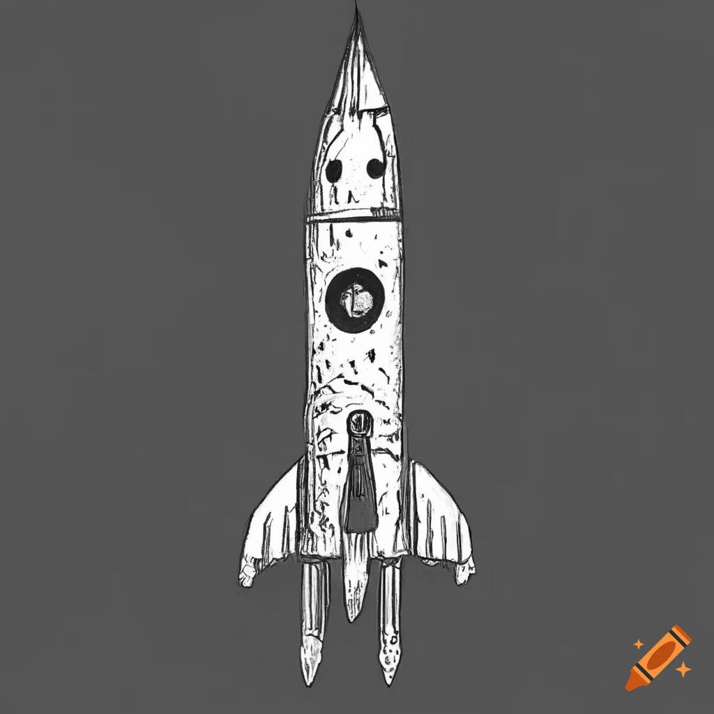 Black And White Pencil Sketch Of A Rocket On Craiyon