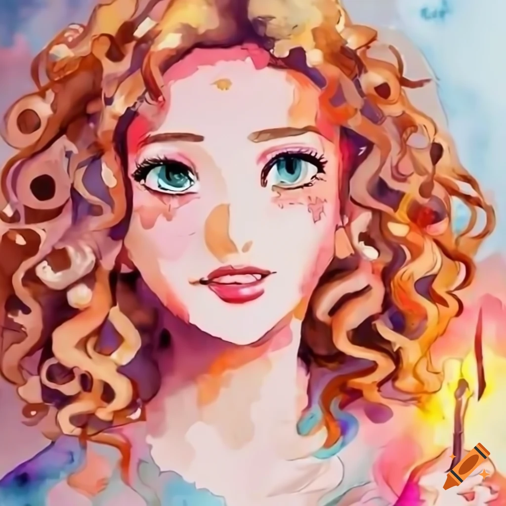 Woman with curly hair holding a birthday cake