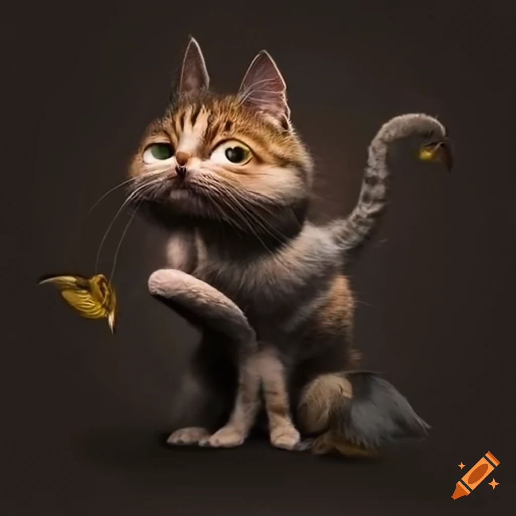 Tonkinese cat playing with a bird on Craiyon