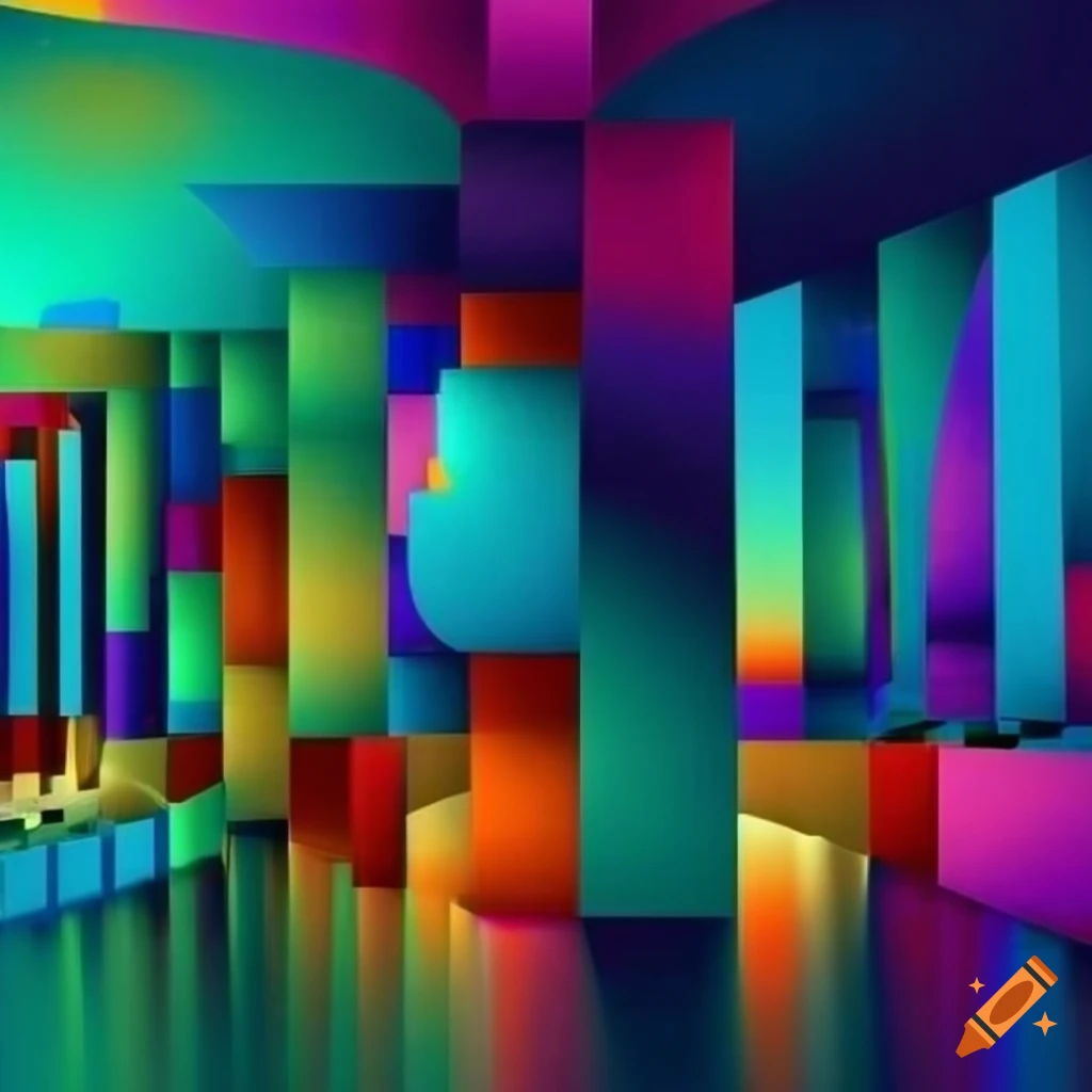 colorful abstract geometric theater stage design