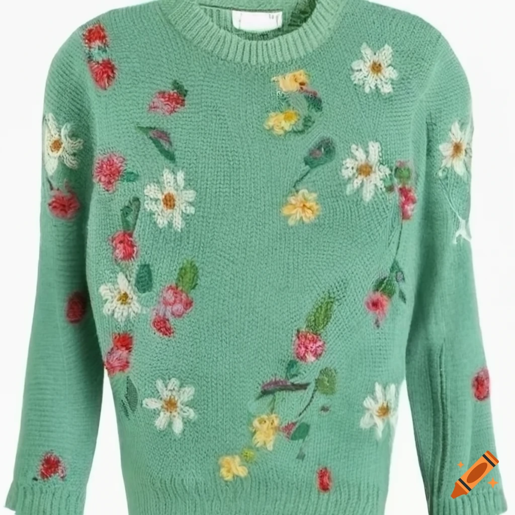 Light green sweater with spring flowers on Craiyon