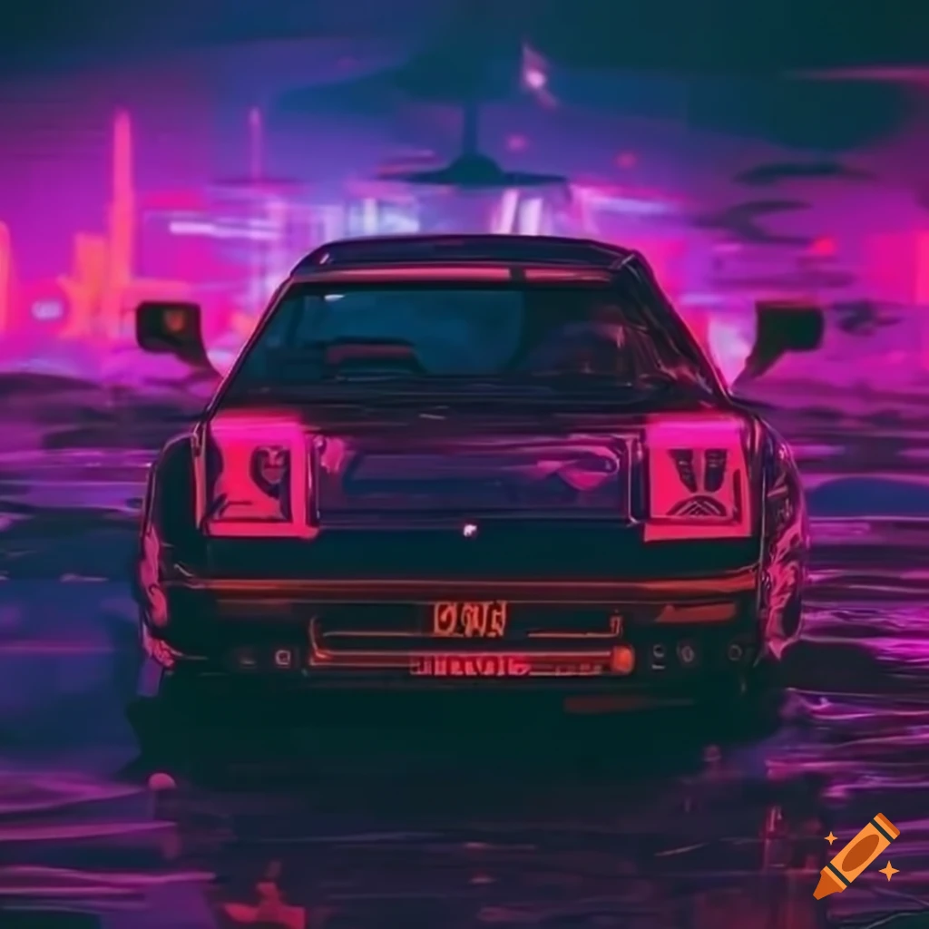 Neonpunk dystopia with a toyota mr2