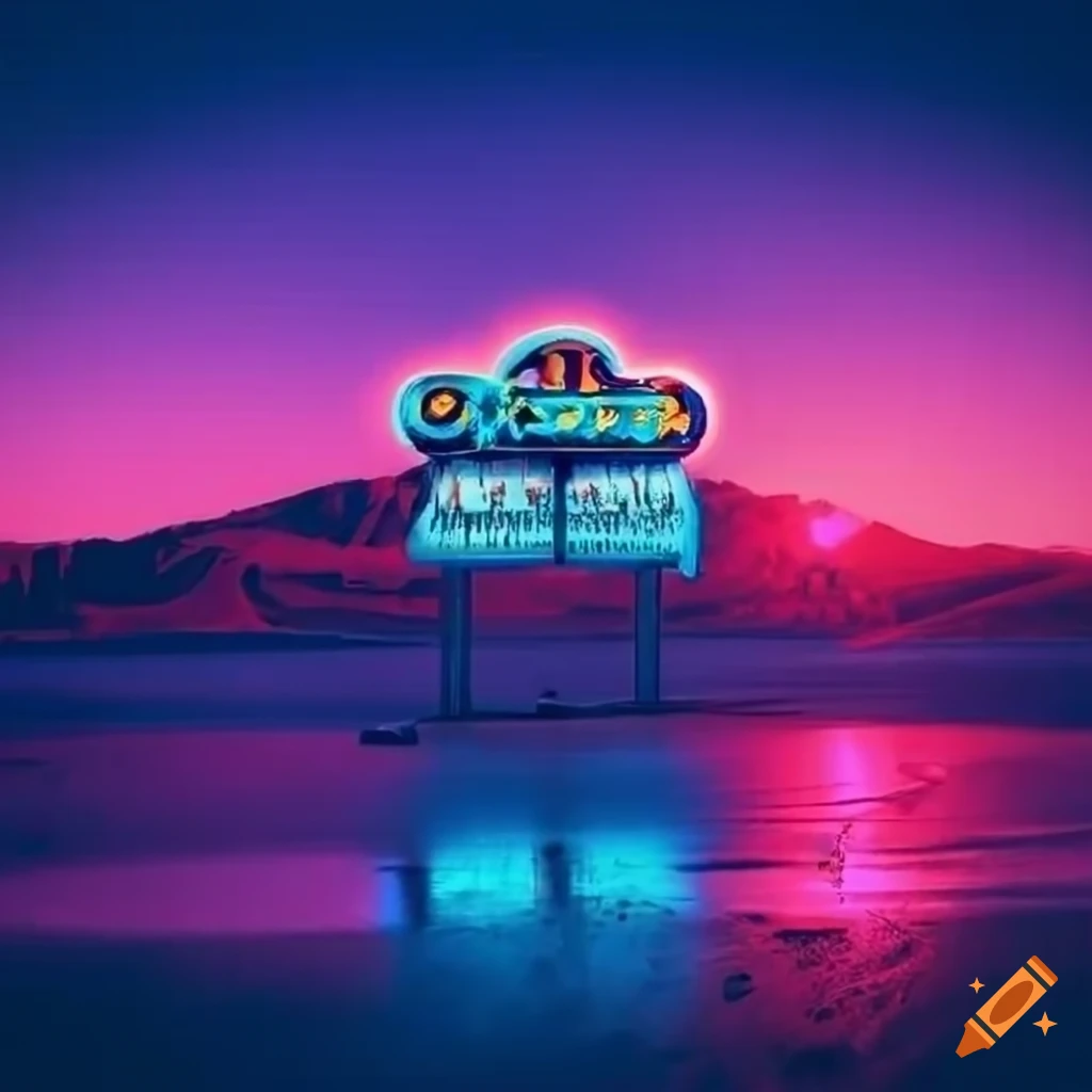 Neon lights on route 66 on Craiyon