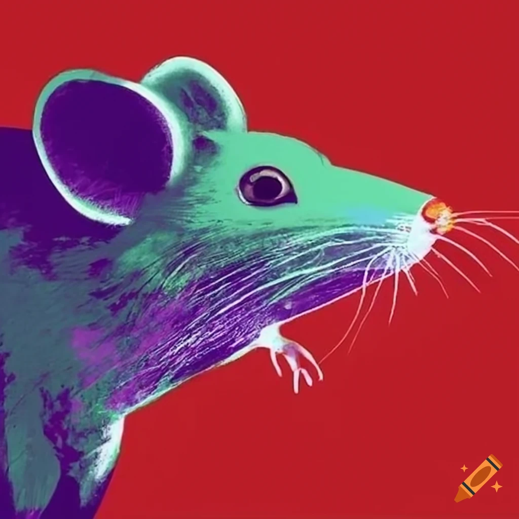 Pop art mouse looking left in andy warhol style