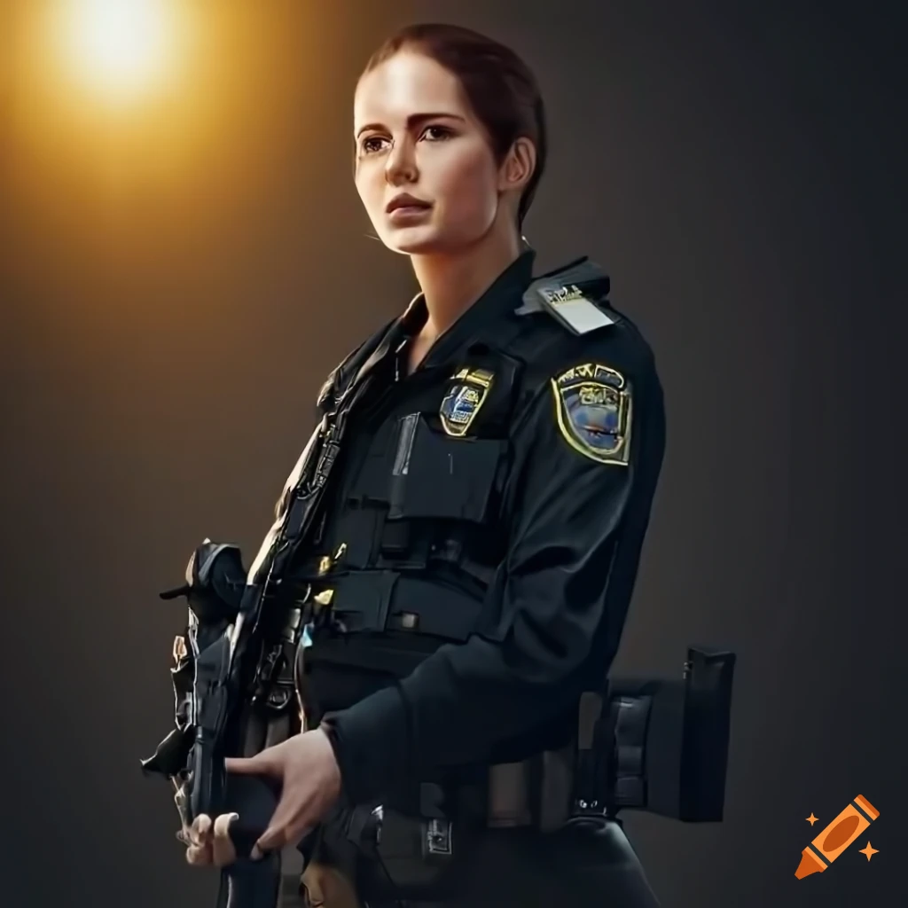detailed police photograph of a policewoman in uniform