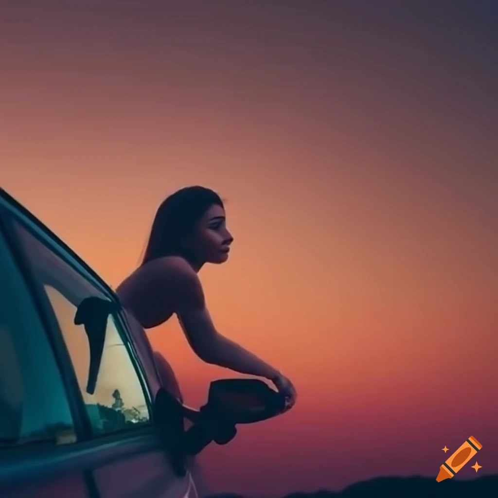 girl looking out of a car window