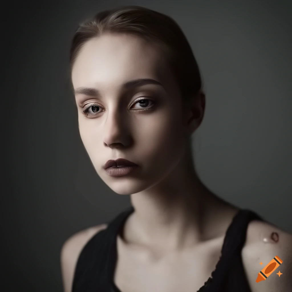 dramatic hyperrealistic portrait of an androgynous woman