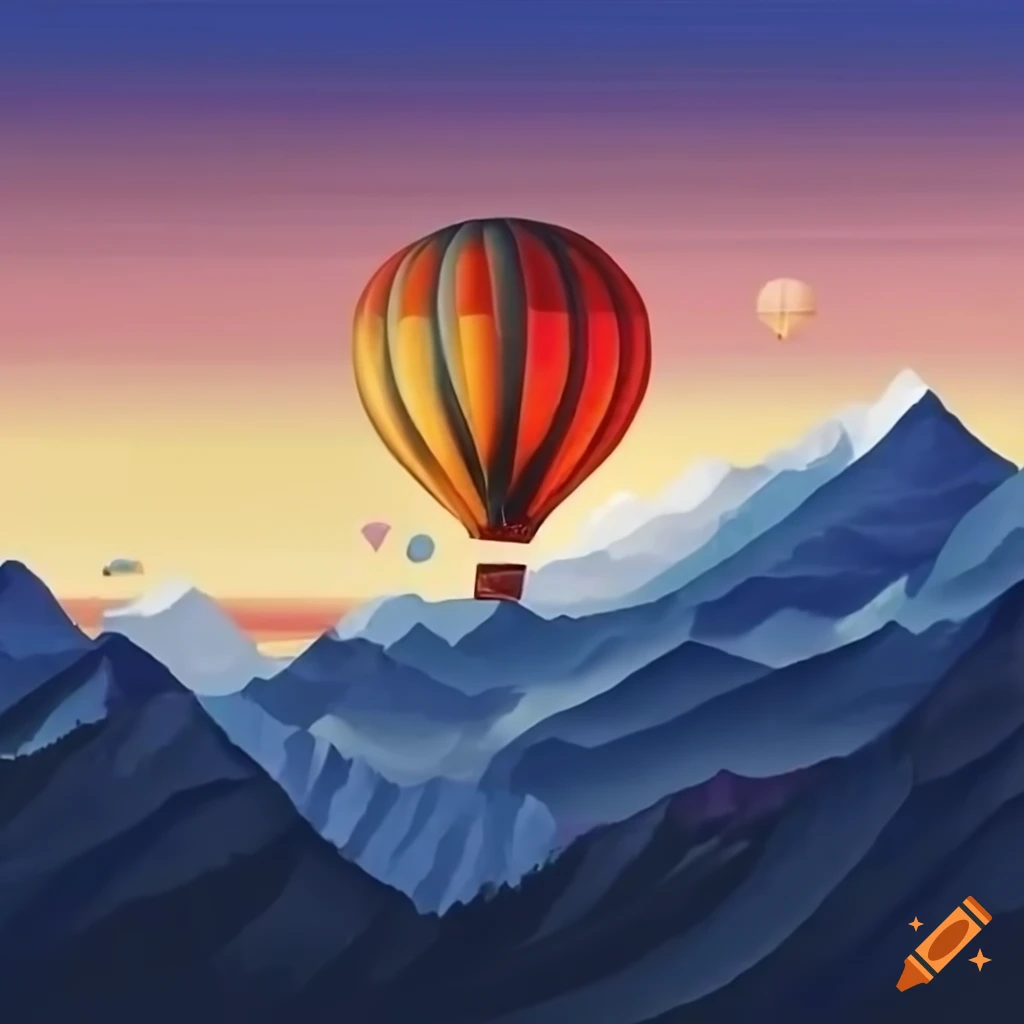 scenic mountains and hot air balloons