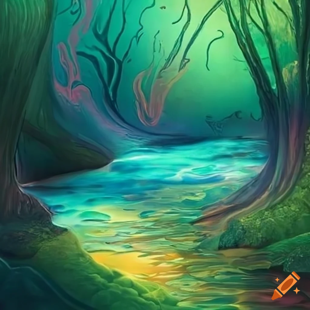 colorful-illustration-of-a-babbling-brook-in-a-children-s-storybook-on