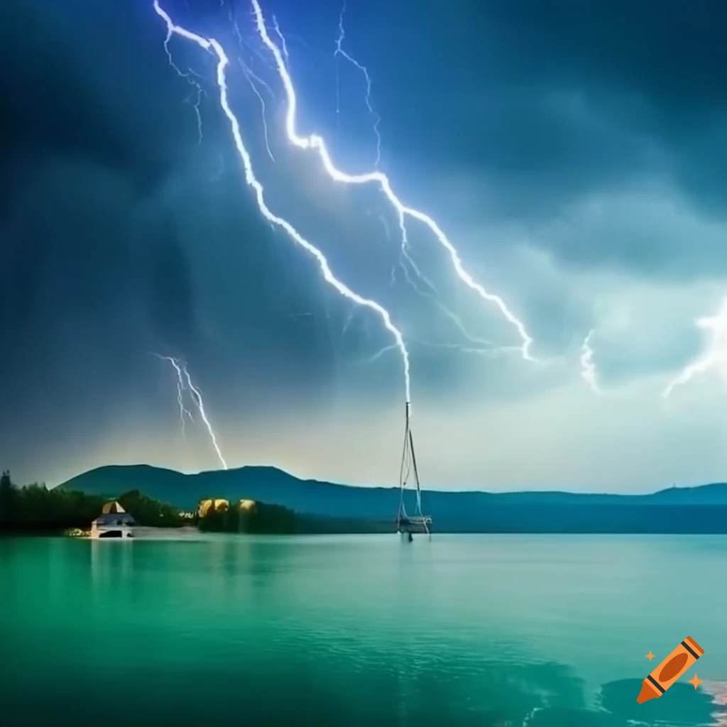 sailboat on Lake Balaton during a thunderstorm