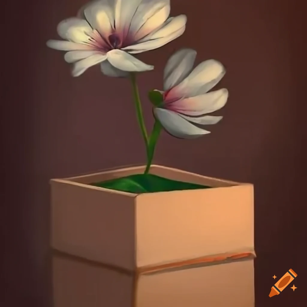 Blooming flower in a box