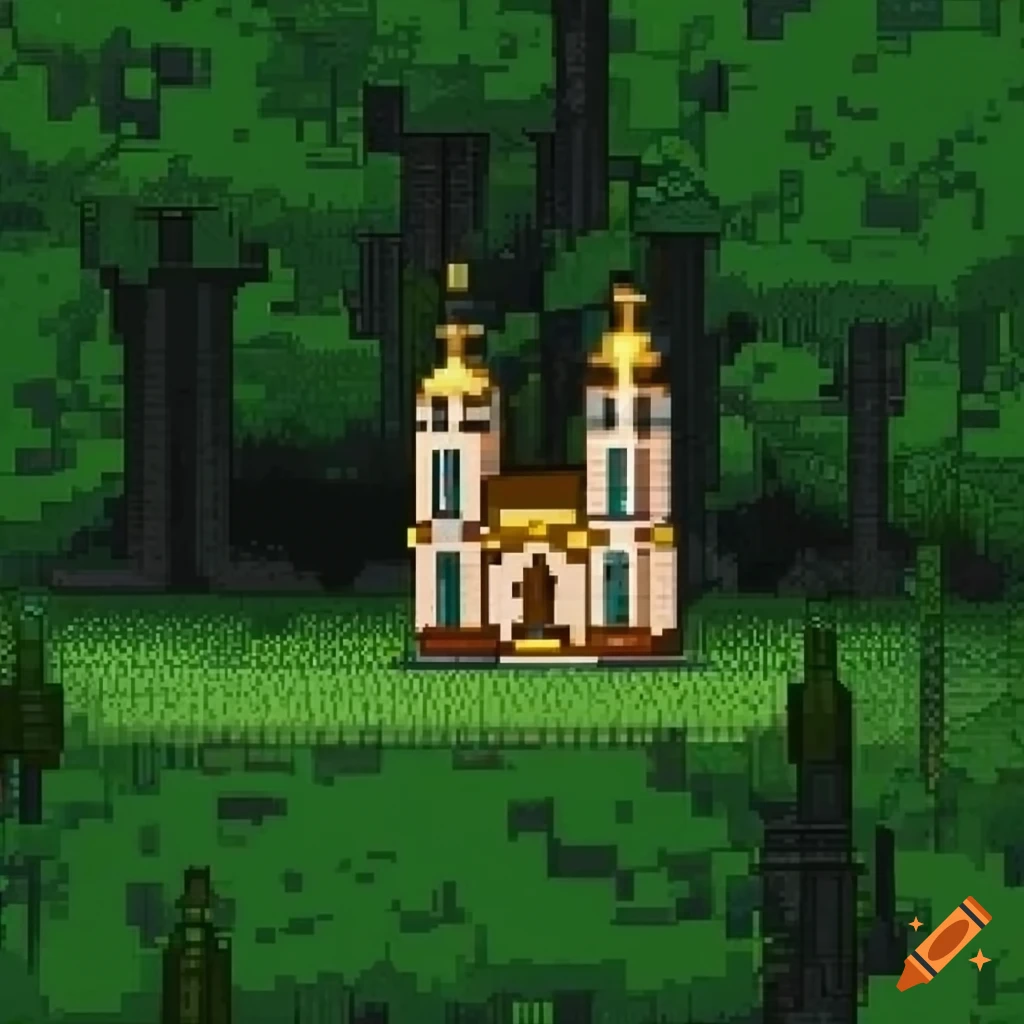 pixel art of an orthodox church in a game