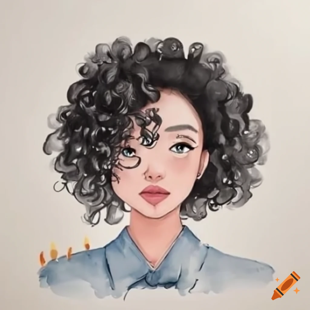 Woman with curly hair holding a birthday cake on Craiyon