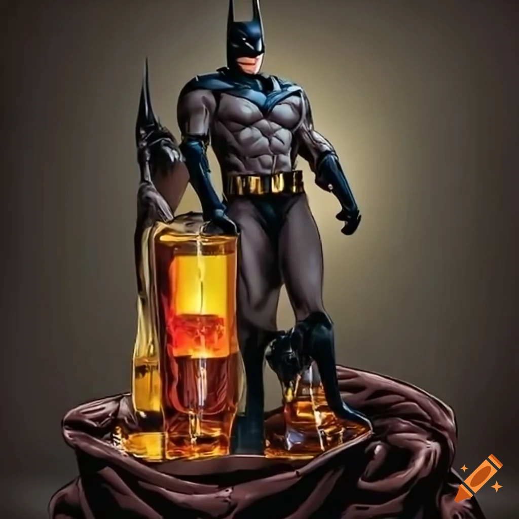 Batman pouring a whiskey on Craiyon