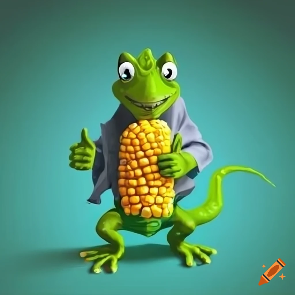 lizard with ice corn and shirt giving thumbs up