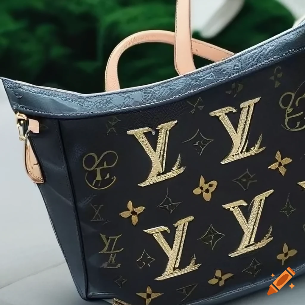Gold textured louis vuitton neverfull purse with lv logo