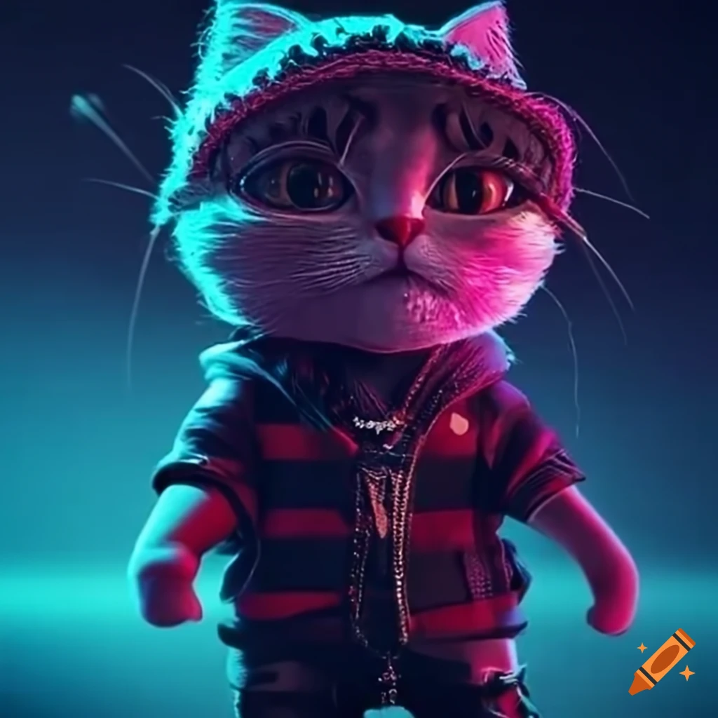 Kitten dressed as a rapper