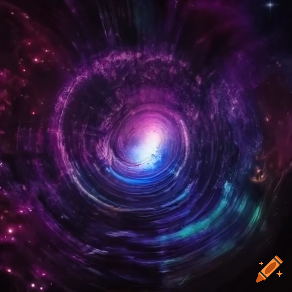 Artistic depiction of a wormhole in space on Craiyon