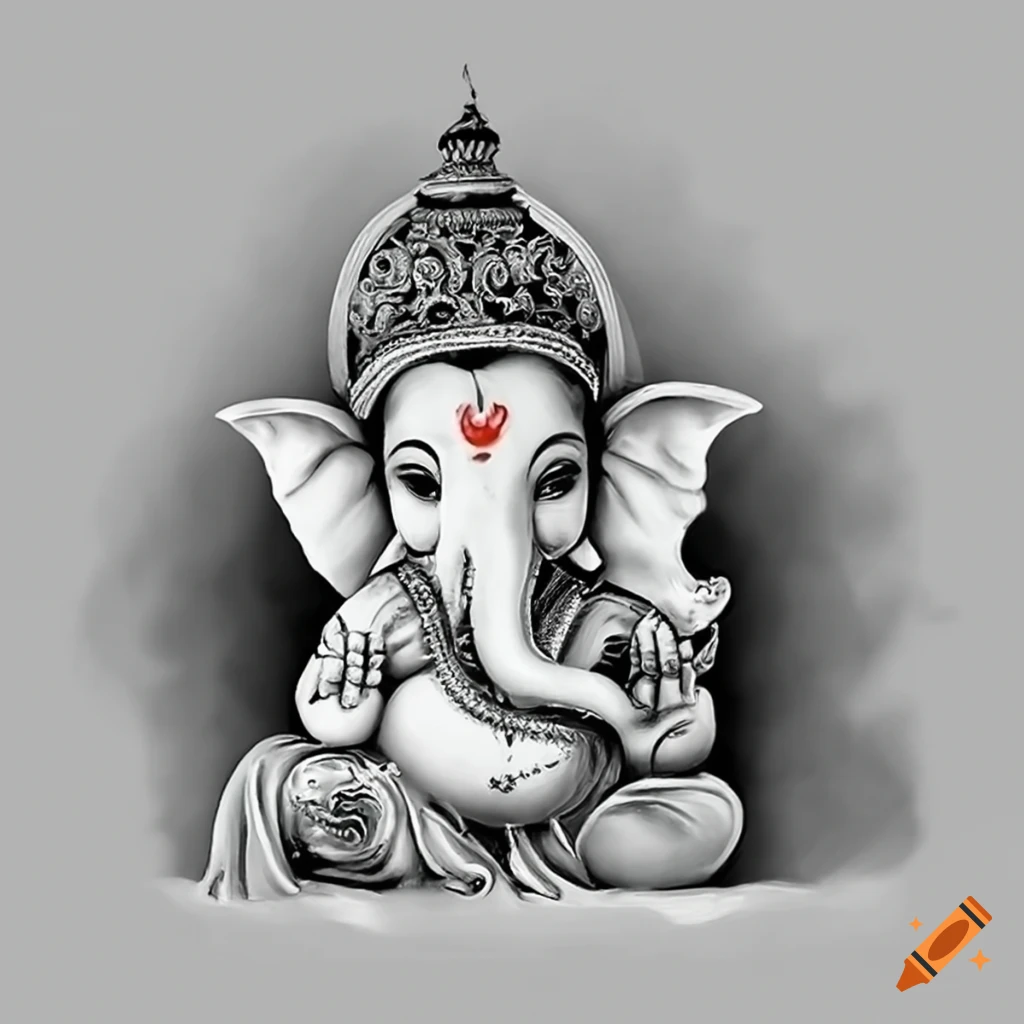 Download Divine Representation of Ganesh in Black and White Wallpaper |  Wallpapers.com