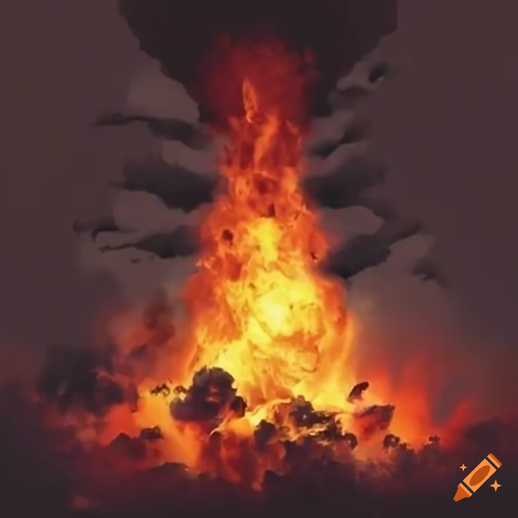 fire explosion in a fantasy apocalypse