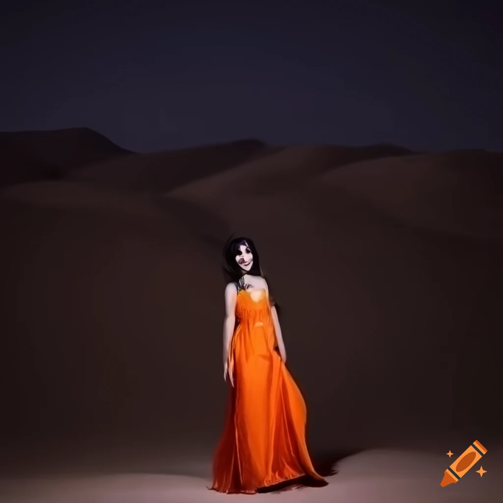image of a queen crying under the moon in the desert